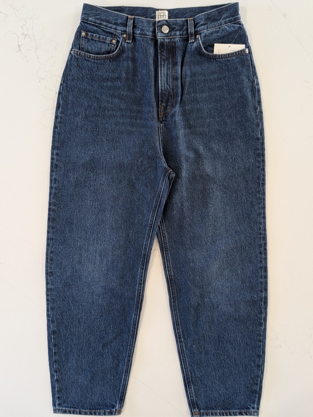 Toteme Dark Indigo High-Rise Cropped Jeans